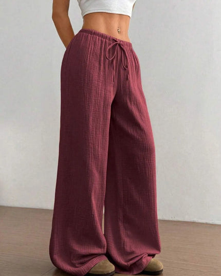 Wide Leg Drawstring Casual Pants