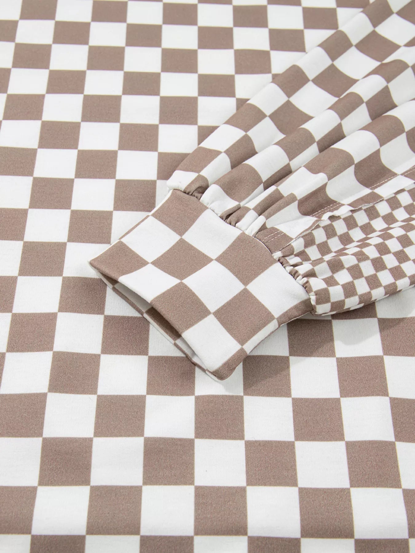 Checkered Pattern Oversized Drawstring Hoodie