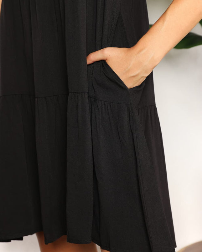 Mandy V-Neck Flounce Sleeve Tiered Dress