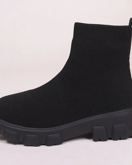 Mesh Round Toe Platform Boots