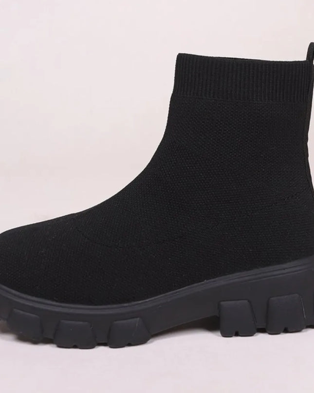 Mesh Round Toe Platform Boots