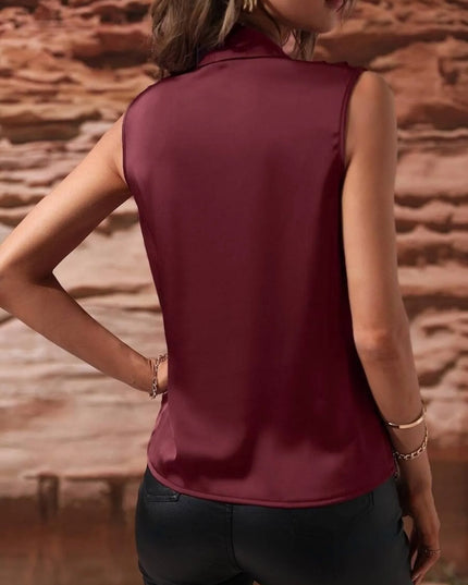 Sleeveless Wrap Draped Blouse