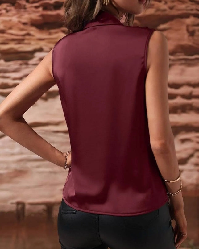 Sleeveless Wrap Draped Blouse