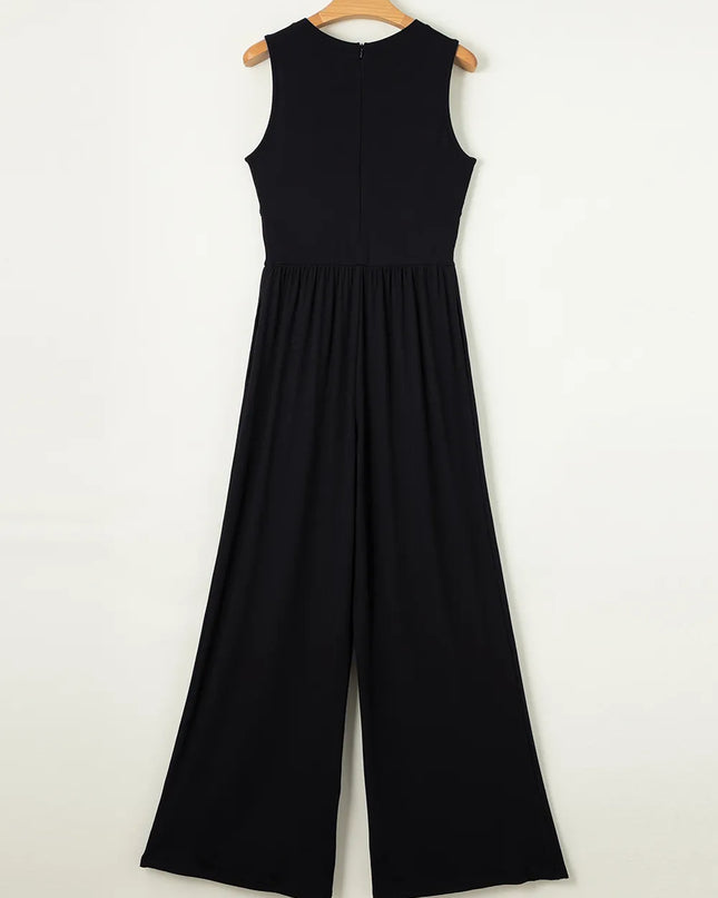 Round Neck Sleeveless Jumpsuit