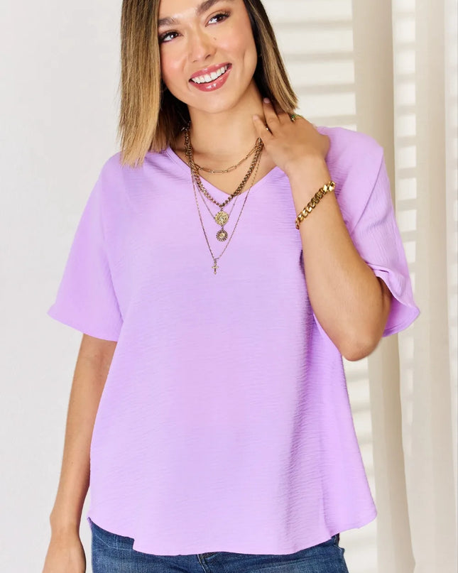 Zenana Texture Short Sleeve T-Shirt Bright Lavender