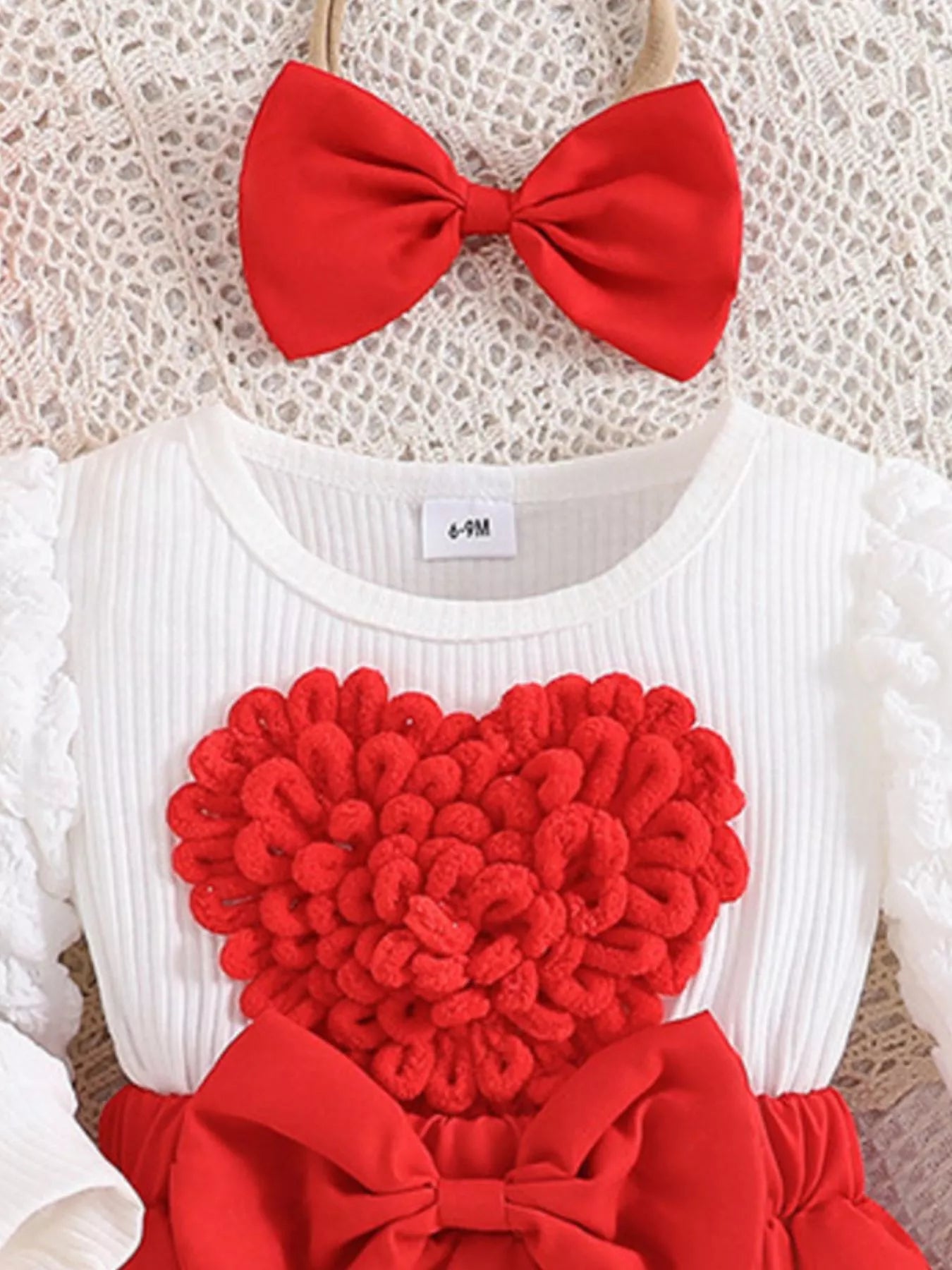 Children's Heart Bowknot Decor Dress with Headband