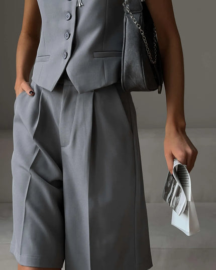 V-Neck Vest and Pants Two-Piece Blazer Set