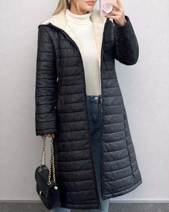Zip Up Quilted Hooded Puffer Coat