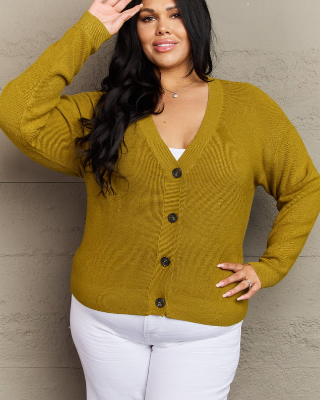 Zenana Kiss Me Tonight Full Size Button Down Cardigan in Chartreuse