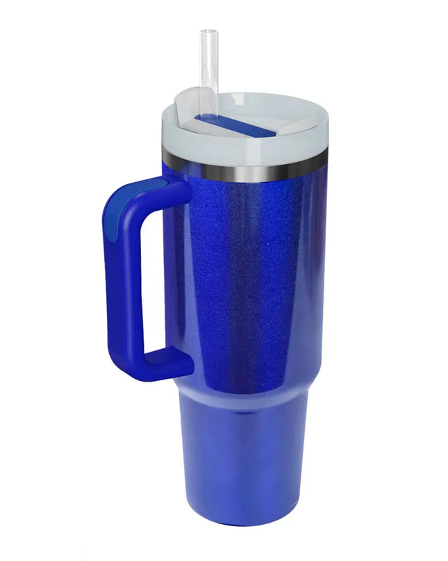 Stainless Steel Tumbler with Handle and Straw Royal Blue One Size