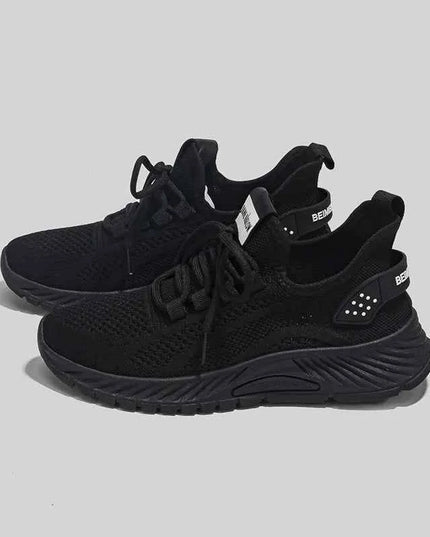 Mesh Lace-Up Platform Athletic Shoes