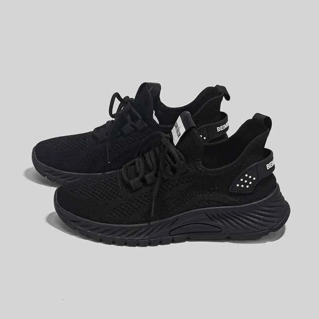 Mesh Lace-Up Platform Athletic Shoes