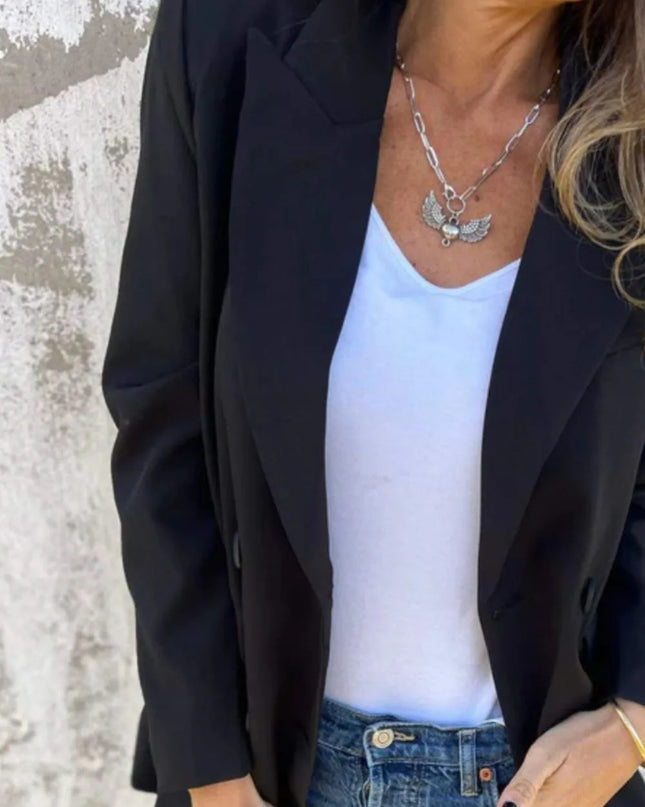 Full Size Collared Neck Long Sleeve Blazer