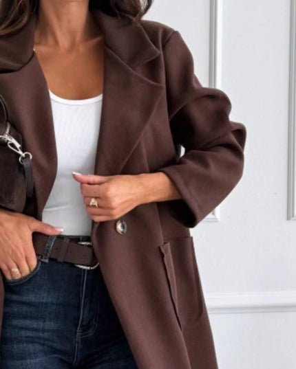 Long-Sleeve Single-Breasted Trench Coat