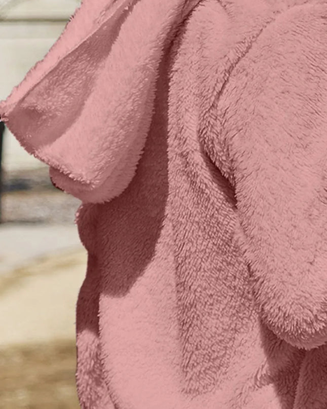 Full Size Teddy Hooded Jacket with Pockets