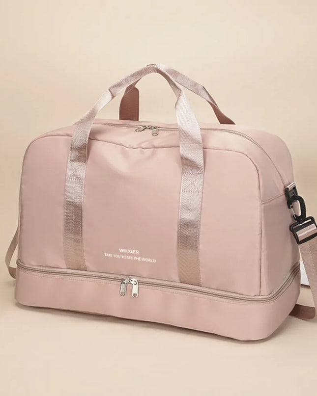 Detachable Strap Nylon Oversize Travel Bag Dusty Pink One Size