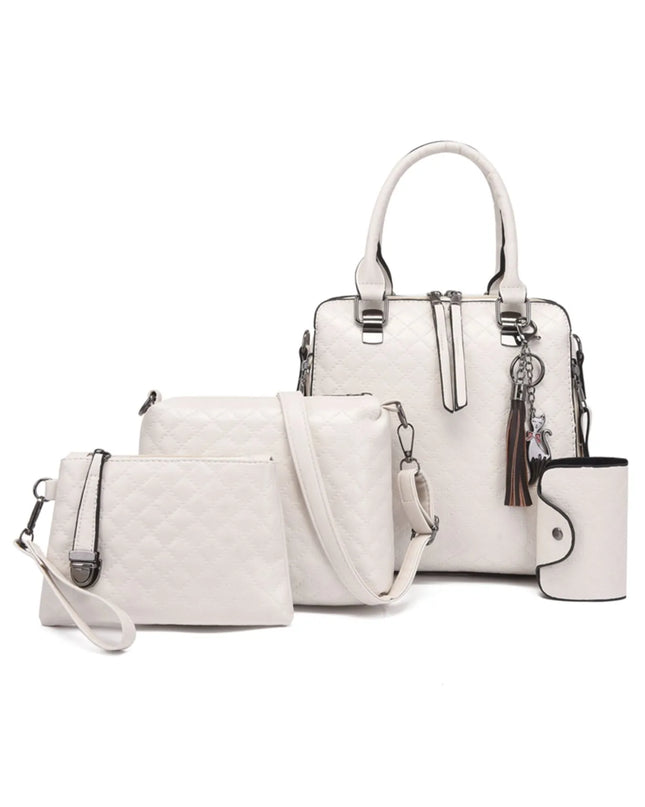 4-Piece PU Leather Bag Set with Tassel Detail 