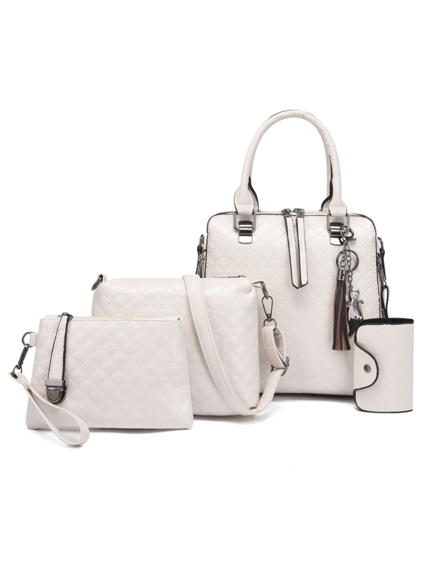 4-Piece PU Leather Bag Set with Tassel Detail