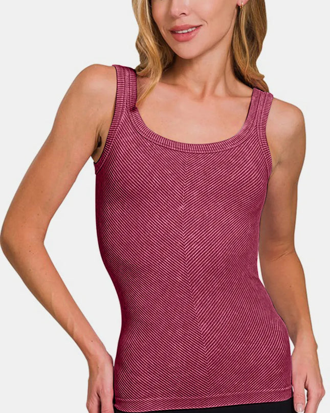 Zenana Ribbed Scoop Neck Tank