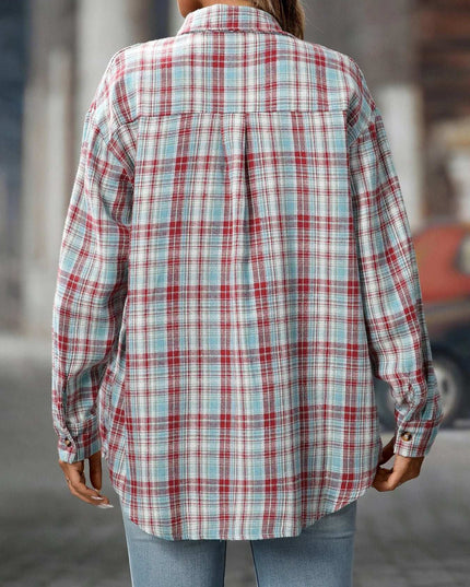 Plaid Button-Down Oversized Shirt