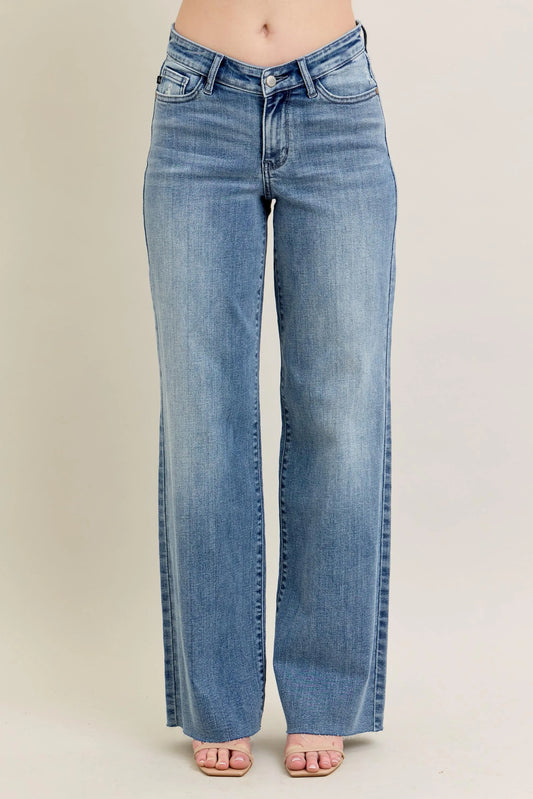 Judy Blue Full Size V - Front Baggy Jeans Plus Size MD