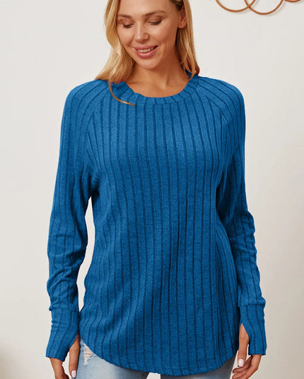 Basic Bae Full Size Ribbed Thumbhole Sleeve T-Shirt