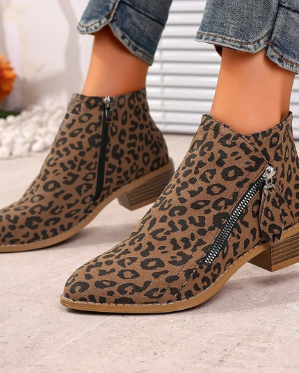 Point Toe Block Heels Boots