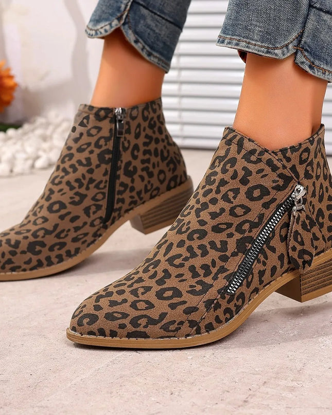 Point Toe Block Heels Boots