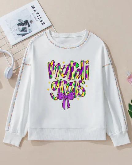 MARDI GRAS Round Neck Long Sleeve Sweatshirt