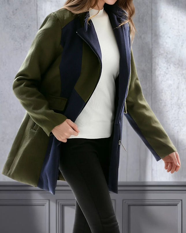 Color Block Zip Up Outerwear