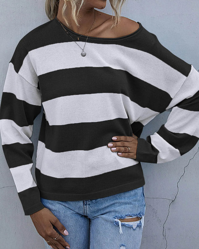 Striped Casual Long Sleeve Knit Top