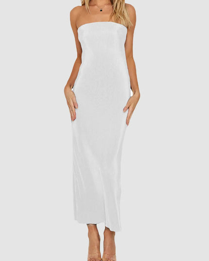 Lace-Up Back Tube Maxi Dress 