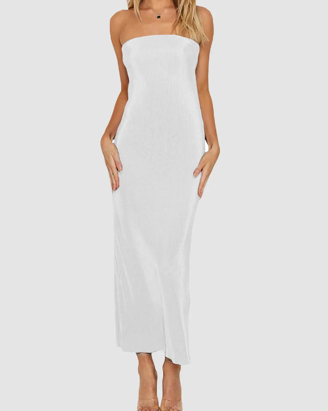 Lace-Up Back Tube Maxi Dress 