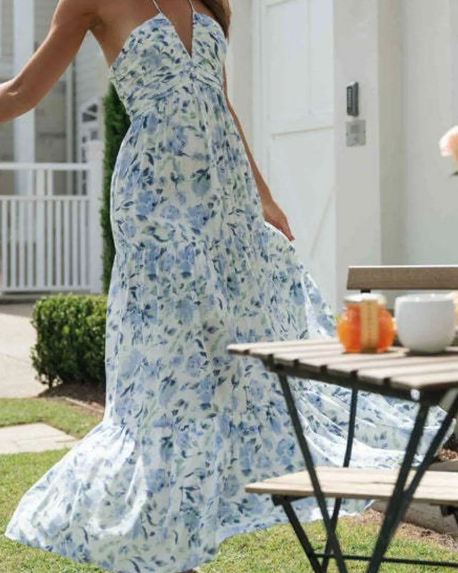 Printed Halter Neck Cami Dress