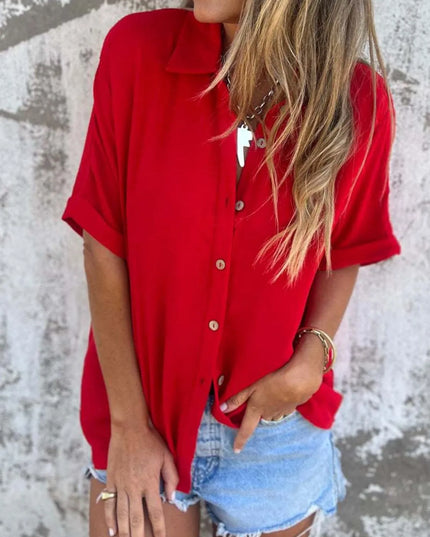 Full Size Collared Neck Half Sleeve Shirt Plus Size 