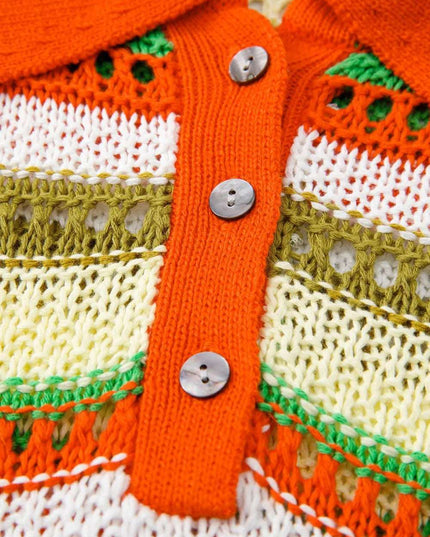 Openwork Stripe Sleeveless Sweater Dress