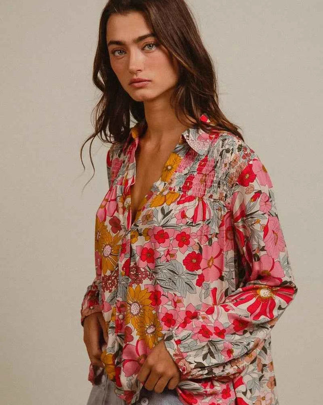 BiBi Woven Floral Printed Shirt Top