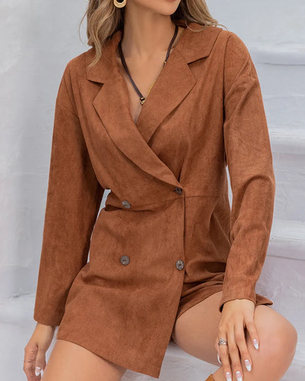 Lapel Collar Long Sleeve Romper