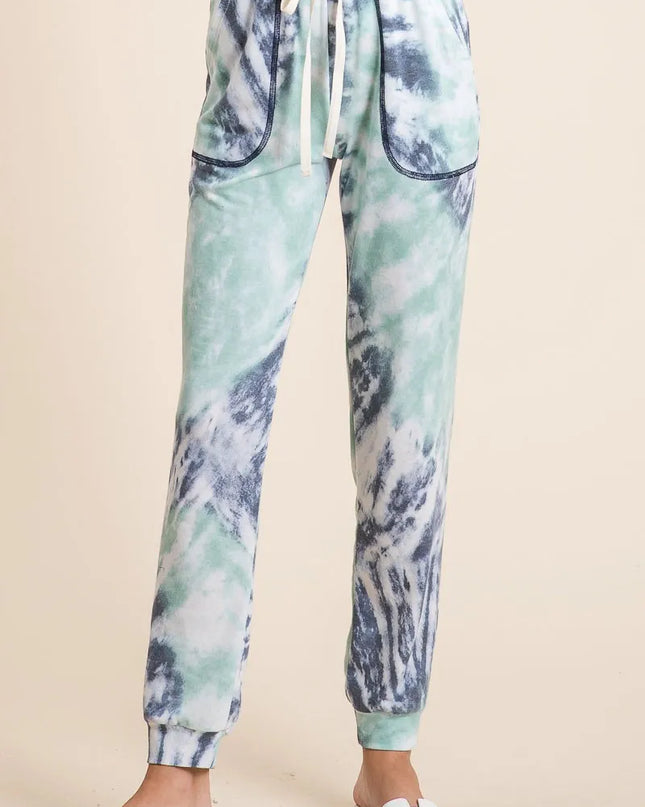 BiBi Tie Dye French Terry Casual Sweat Pants