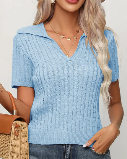 Cable Knit Short Sleeve Top