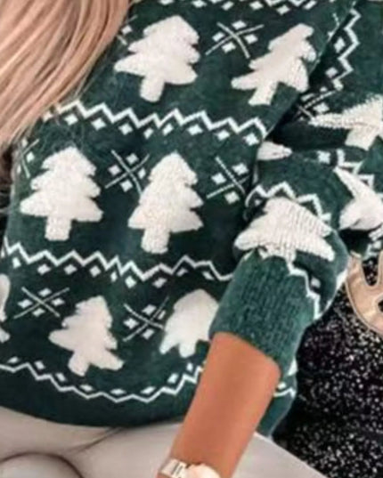 Christmas Tree Pattern Long Sleeve Sweater