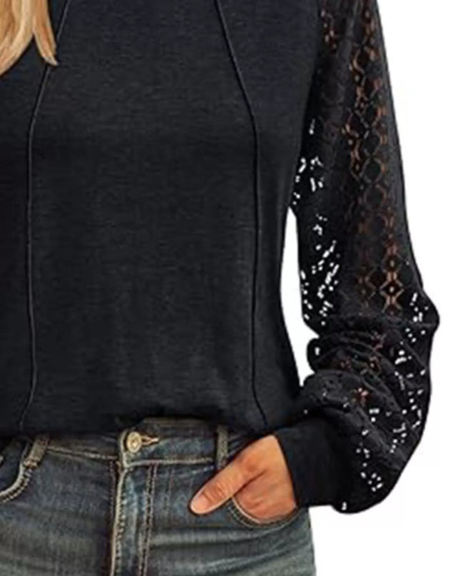 Round Neck Lace Sleeve Blouse