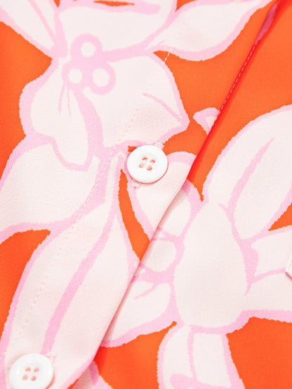 Botanical Print Single Chest Pocket Button Up Shirt