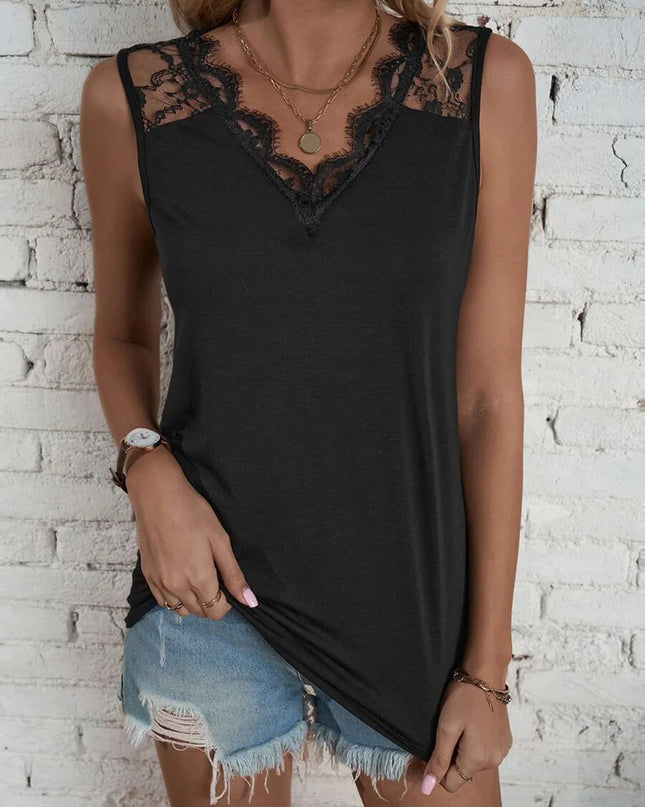 Lace Detail V-Neck Tank 