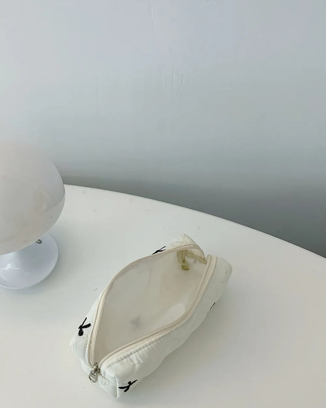 Bow Embroidered Quilted Storage Bag