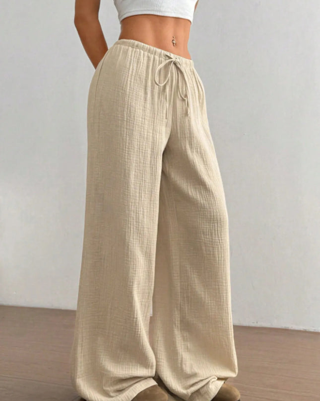 Wide Leg Drawstring Casual Pants