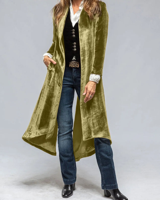 Slit Back Open Front Cardigan Champagne Color