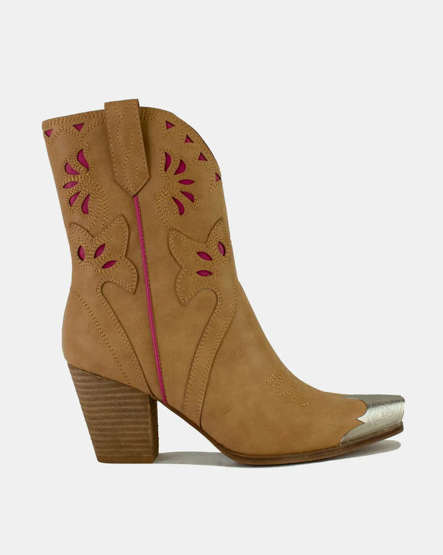 Beast Fashion Cut-Out Floral Embroidery Boots