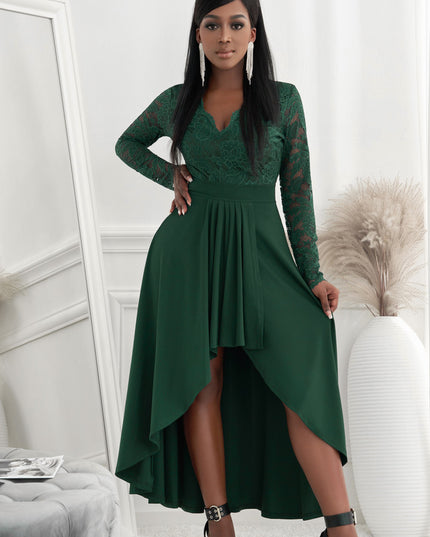 Lace High-Low V-Neck Dress 