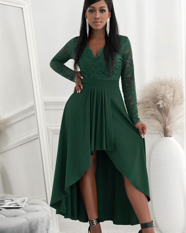 Lace High-Low V-Neck Dress 